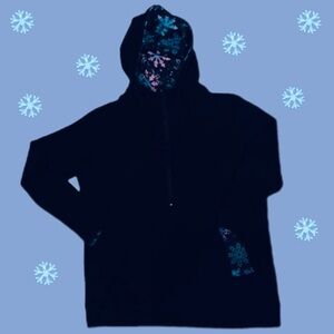 Shirley & Stone Audre Hoodie 1/2 Zip w/ Snowflakes & Thumb holes! Size Large